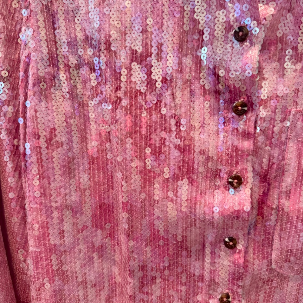 Pilcro Pink Sequin Button Down Top - image 2
